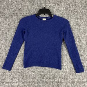 LL Bean Sweater Womens XXS Blue Cashmere Crew Neck